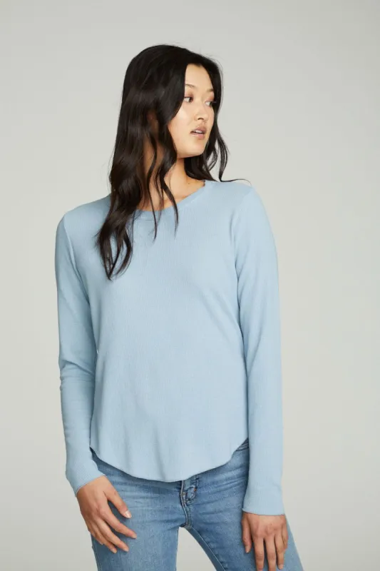 Long Sleeve Crew Neck Shirttail Tee sold by Chaser