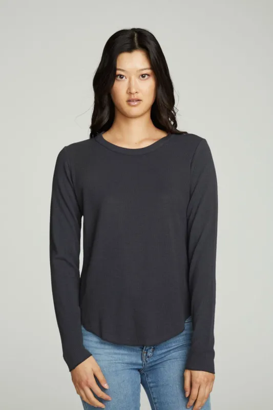 Long Sleeve Crew Neck Shirttail Tee sold by Chaser