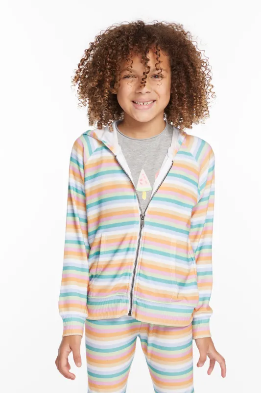 Alana Sunset Stripe Girls Zip Up Hoodie sold by Chaser