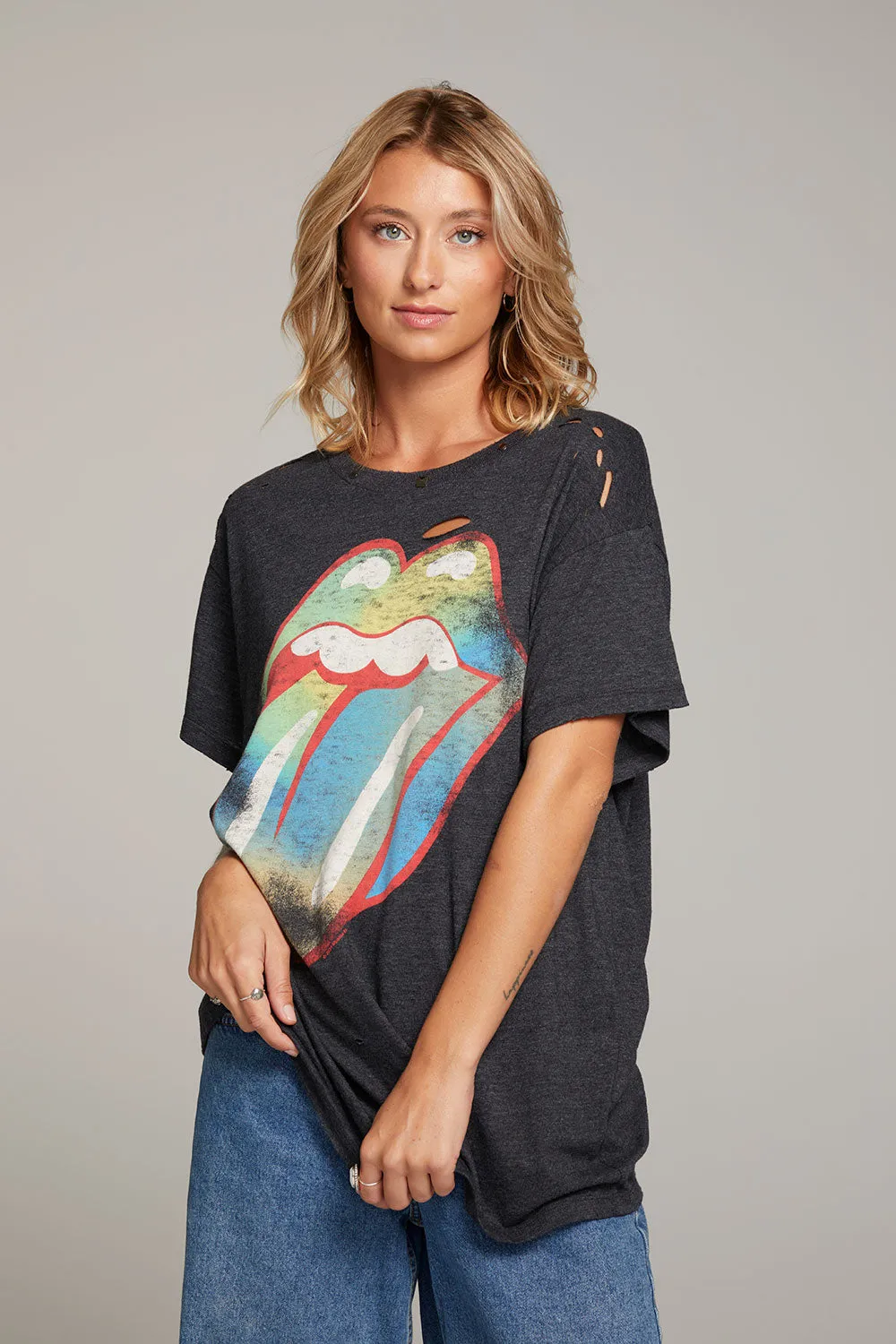 Rolling Stones Classic Logo Distressed Tee sold by Chaser