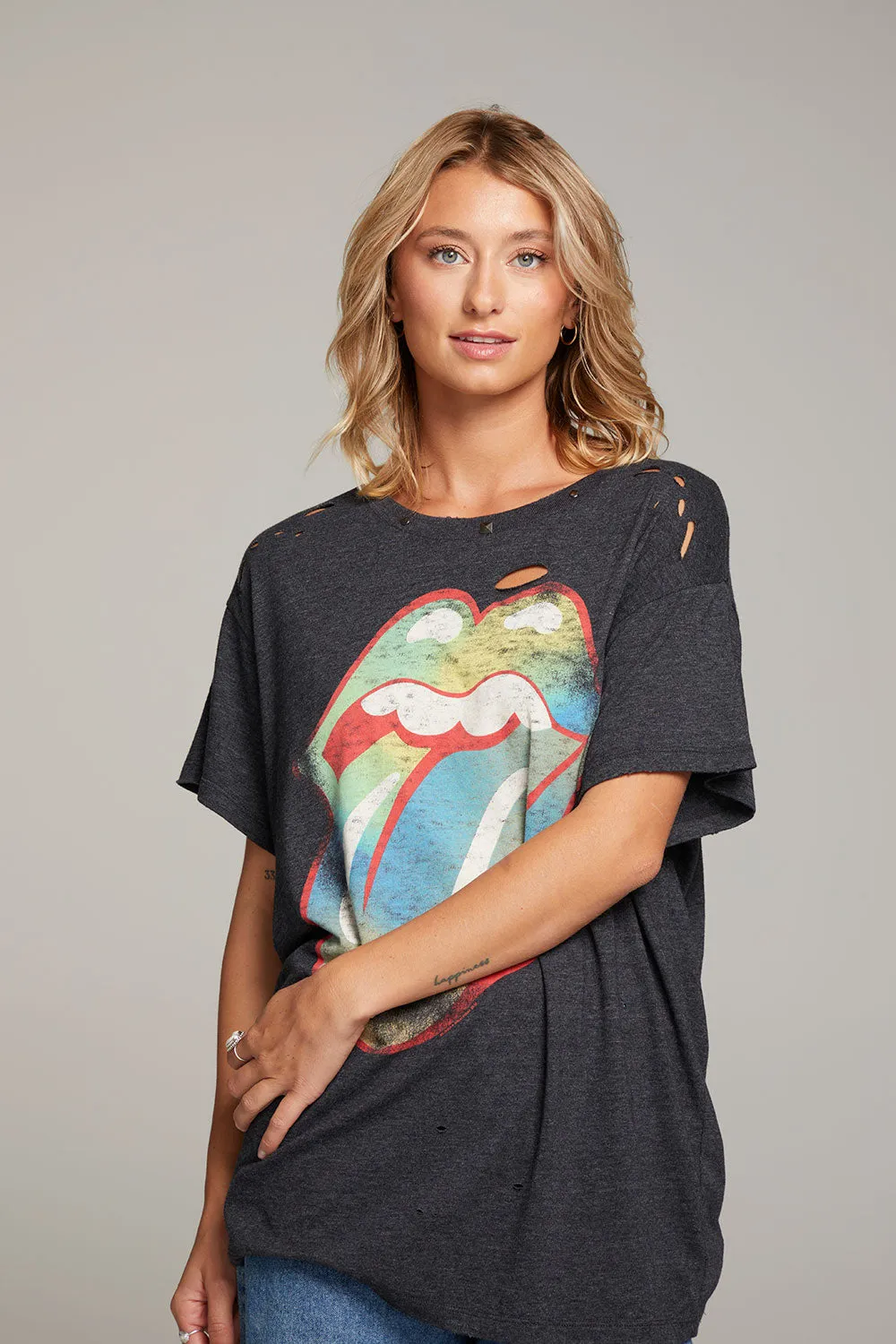 Rolling Stones Classic Logo Distressed Tee sold by Chaser product image thumbnail 4