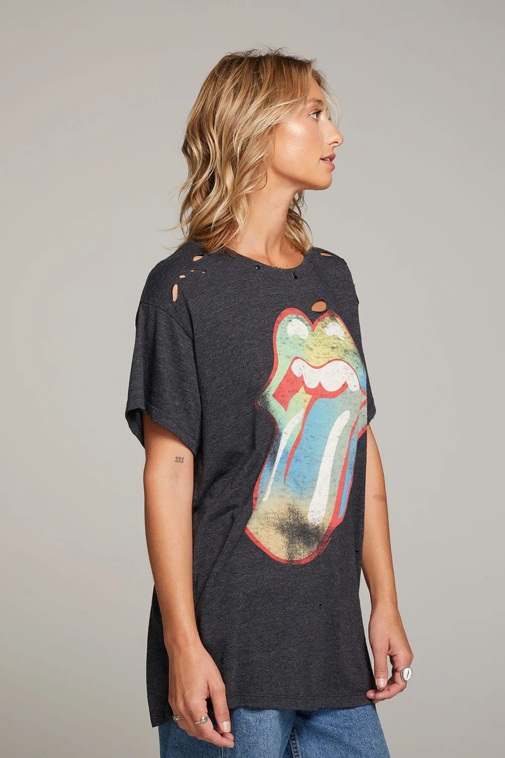 Rolling Stones Classic Logo Distressed Tee sold by Chaser product image thumbnail 2