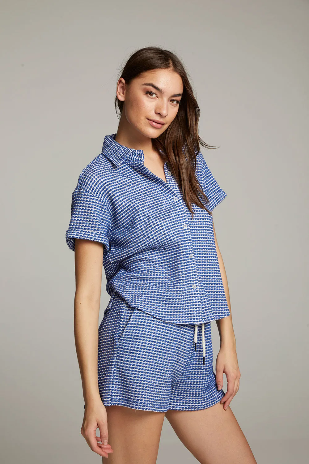 Key West Cobalt Blue Button Down Top sold by Chaser product image thumbnail 5