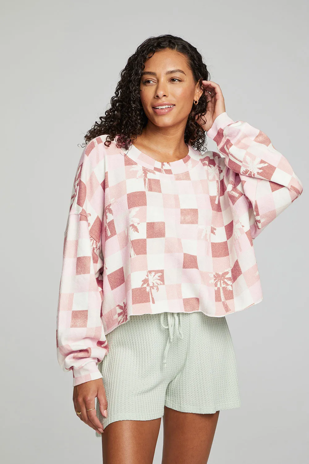 Checkered Palms Print Pullover sold by Chaser product image thumbnail 4
