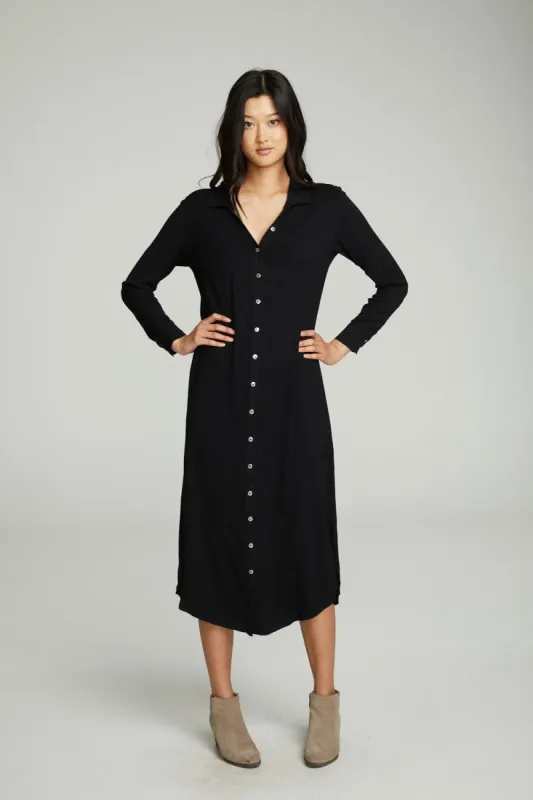 Long Sleeve Button Down Shirttail Maxi Skirt sold by Chaser