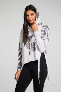 Linen French Terry Long Sleeve Side Tie Batwing Pullover Hoodie sold by Chaser