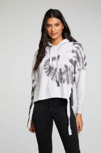 Linen French Terry Long Sleeve Side Tie Batwing Pullover Hoodie sold by Chaser