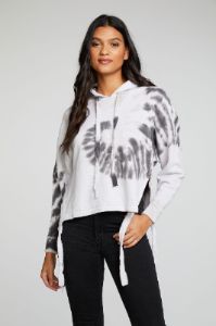 Linen French Terry Long Sleeve Side Tie Batwing Pullover Hoodie sold by Chaser