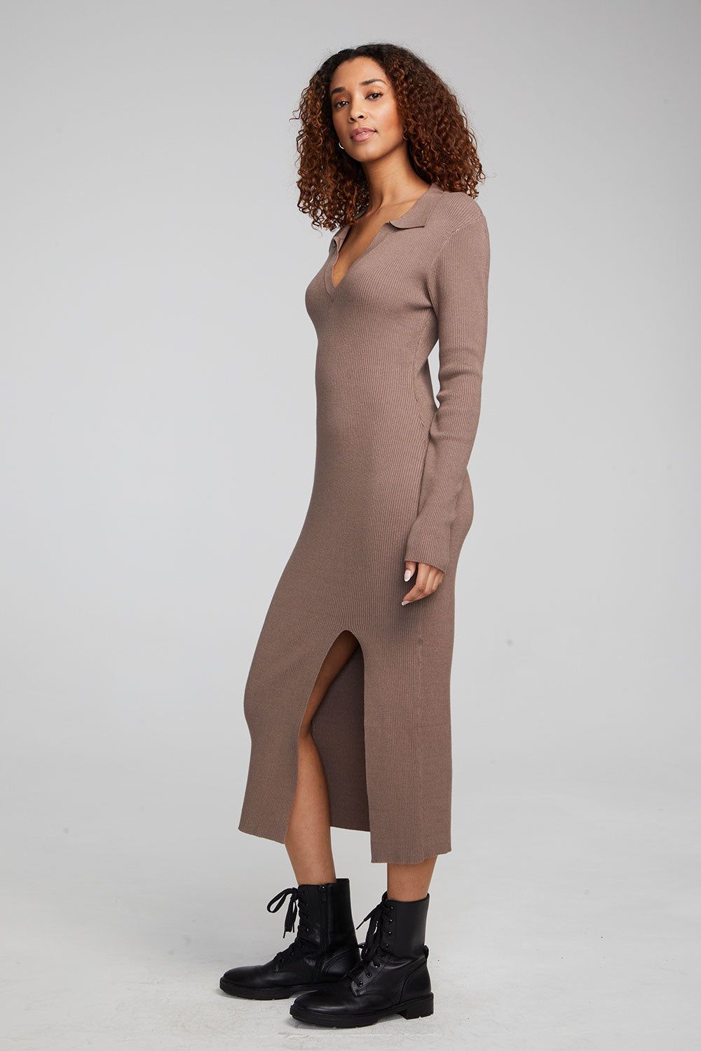 Palm Deep Taupe Midi Dress sold by Chaser product image thumbnail 2