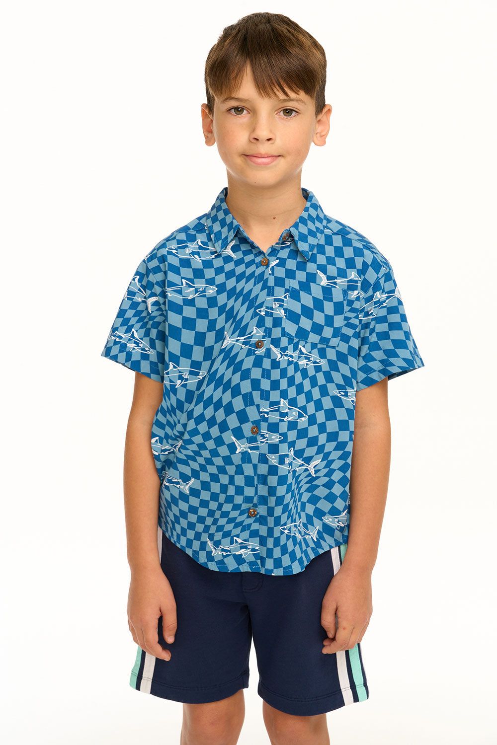 Boy's Checkered Shark Collared Button Down Shirt sold by Chaser product image thumbnail 5