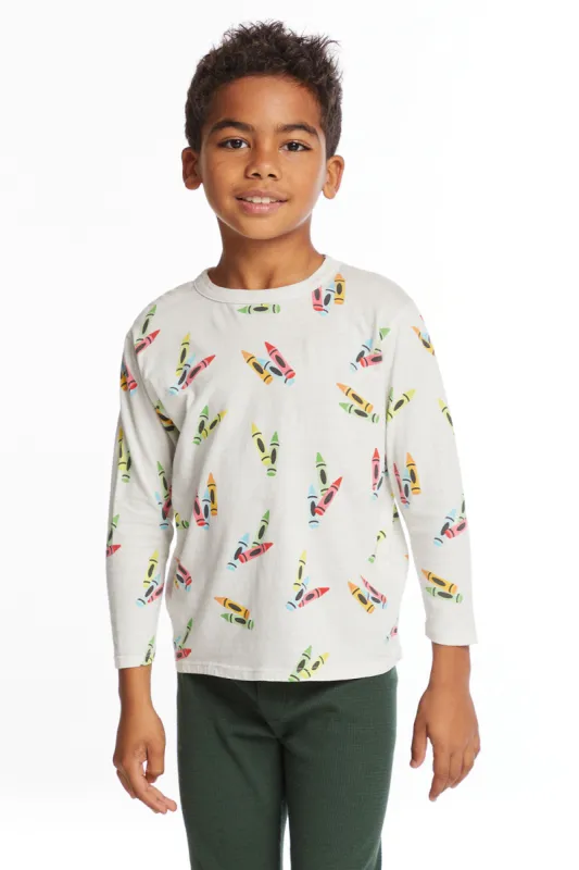 Coloring Time Boys Long Sleeve Crew Neck Tee sold by Chaser