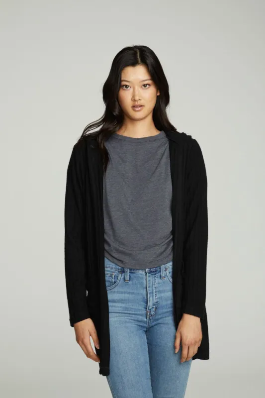 Hooded Open Duster Cardigan With Pockets sold by Chaser