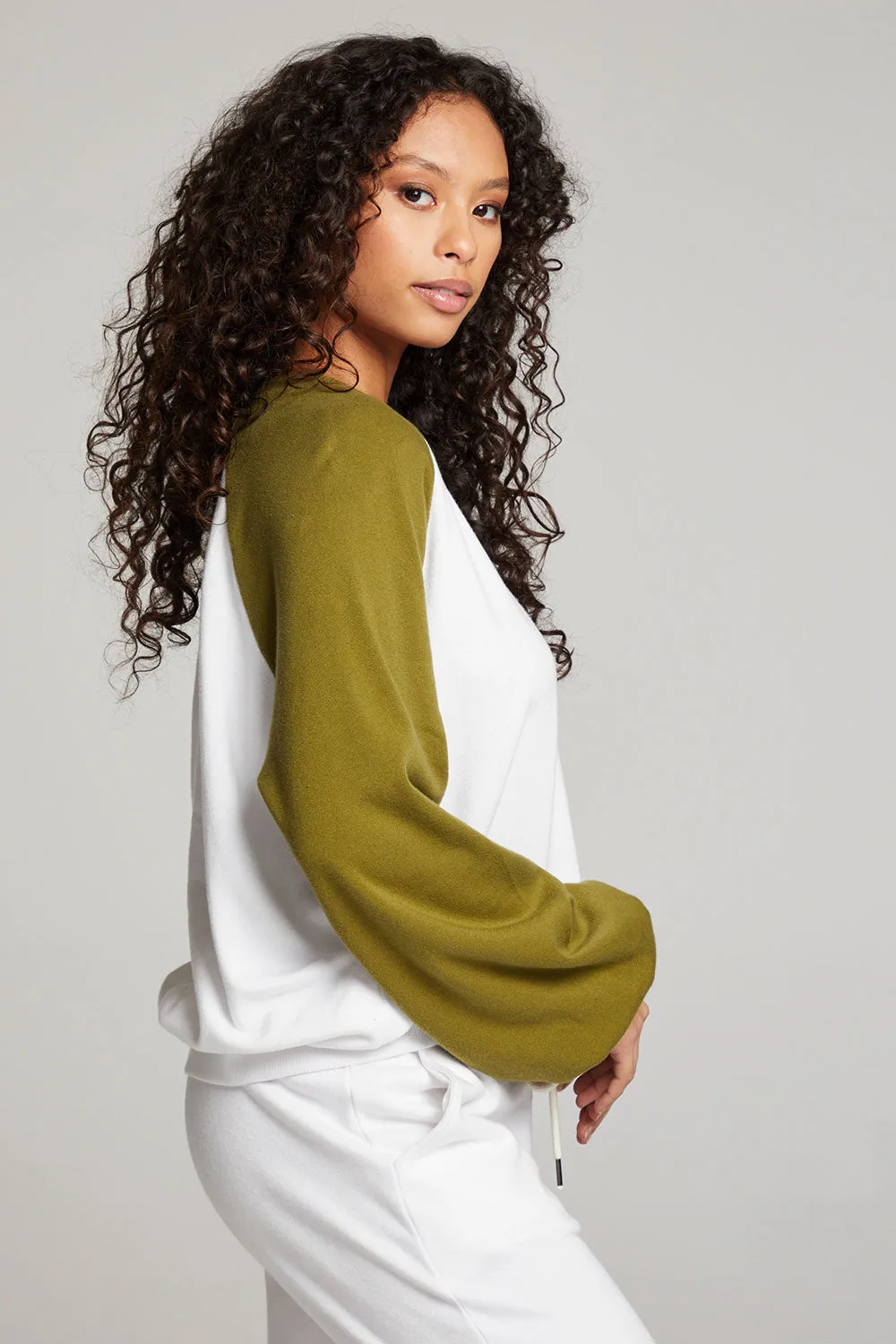 Hannah Sand Color Block V Neck Pullover sold by Chaser product image thumbnail 2
