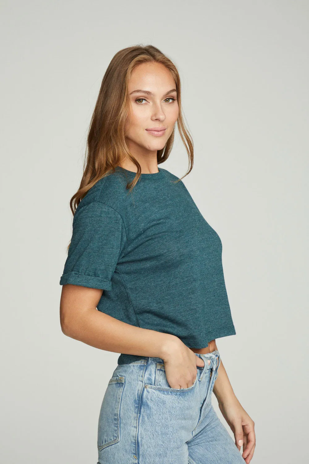 Cropped Crew Neck Short Sleeve Tee sold by Chaser product image thumbnail 2