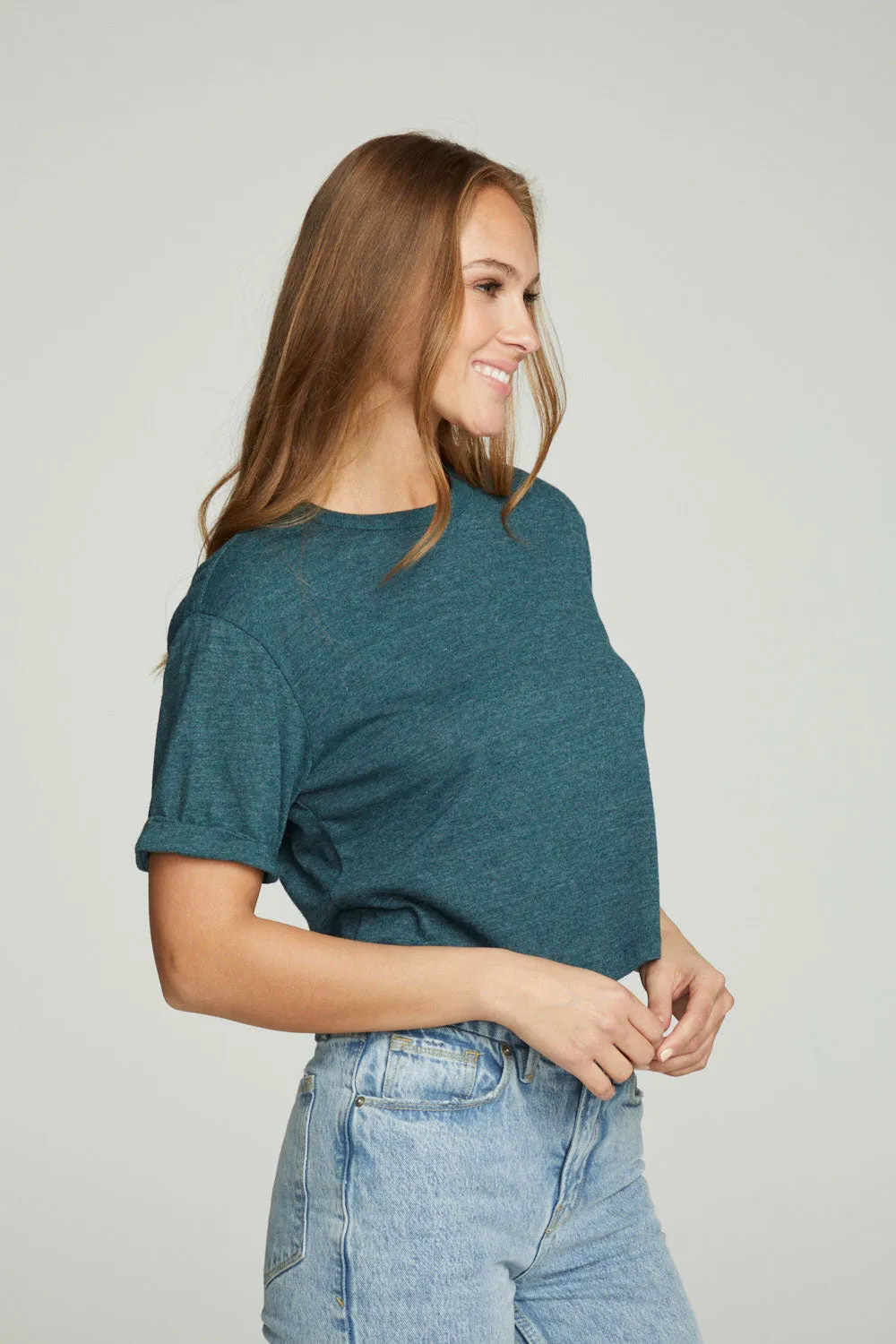 Cropped Crew Neck Short Sleeve Tee sold by Chaser product image thumbnail 5