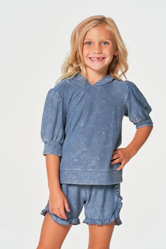 Girls rPET Cozy Knit 3/4 Puff Sleeve Hoodie sold by Chaser
