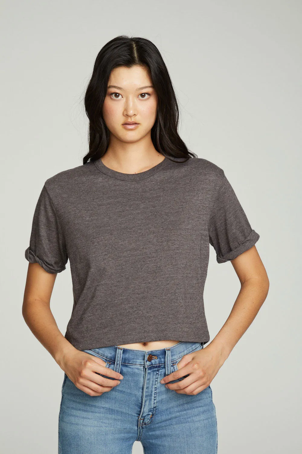 Cropped Crew Neck Short Sleeve Tee sold by Chaser product image thumbnail 4