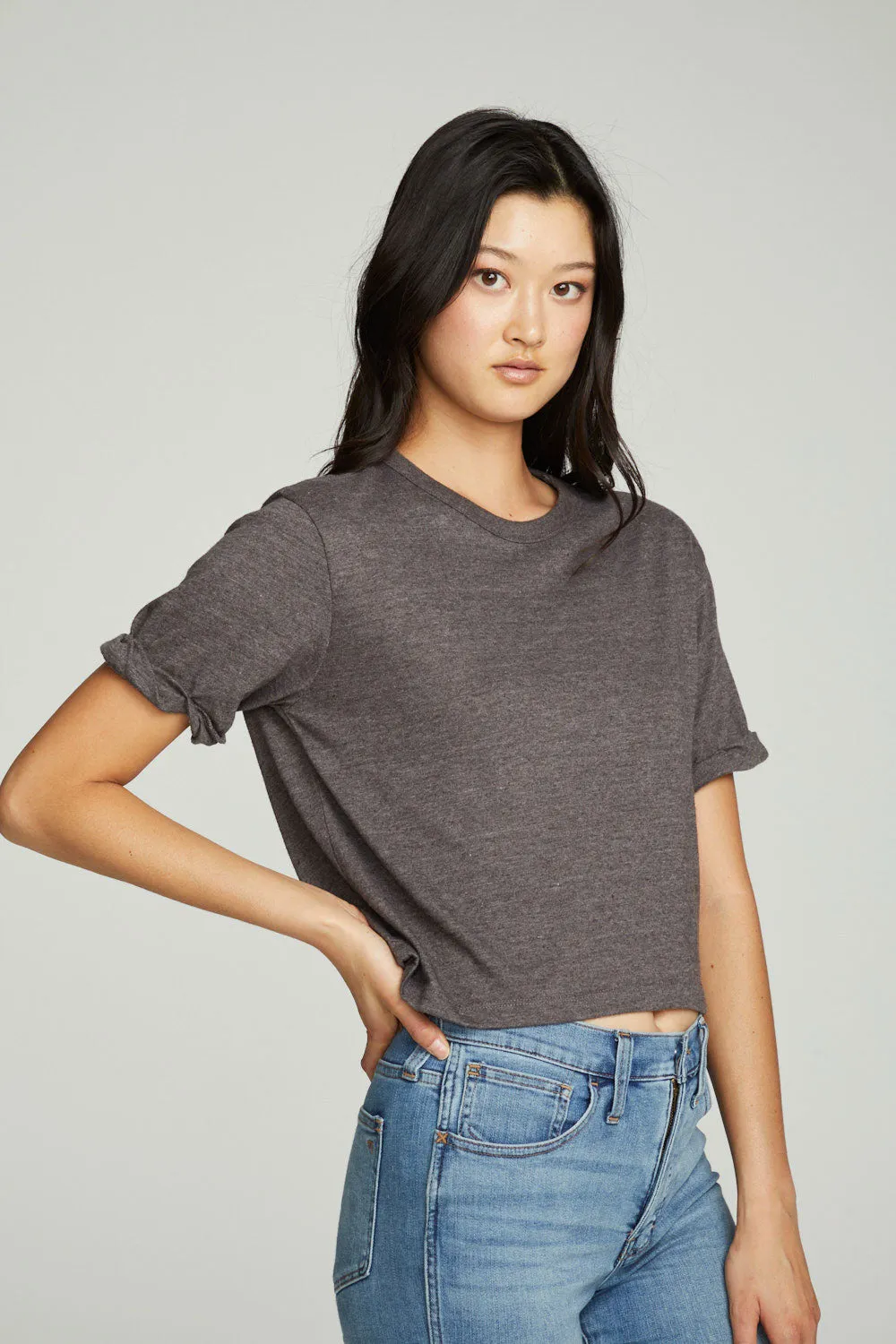 Cropped Crew Neck Short Sleeve Tee sold by Chaser product image thumbnail 2