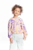 Semi Cropped Peach Lavender Girls Shirred Hoodie Pullover sold by Chaser