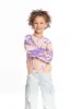 Semi Cropped Peach Lavender Girls Shirred Hoodie Pullover sold by Chaser