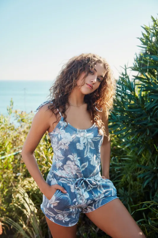 Vintage Fleece Strappy Shorts Romper sold by Chaser