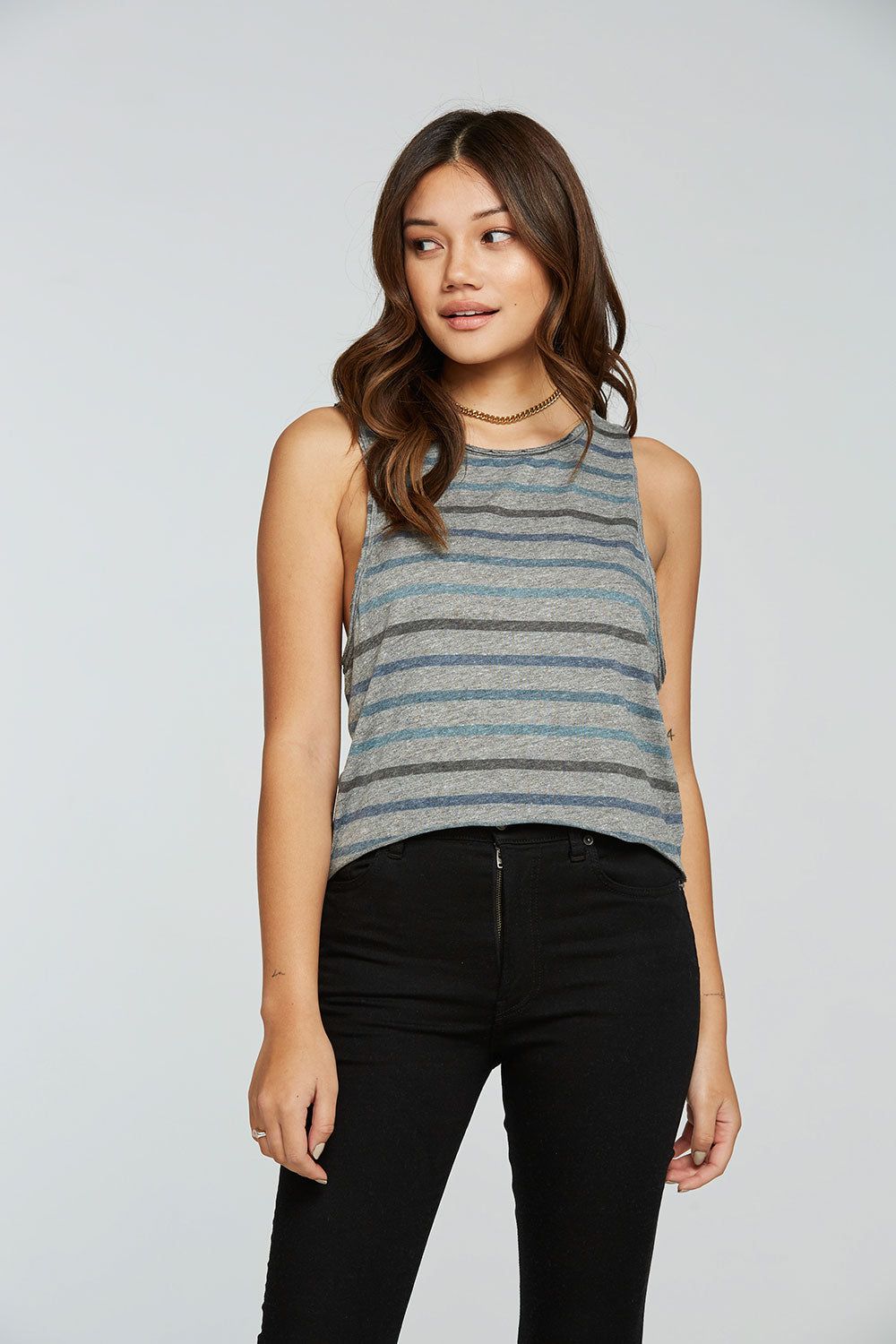Triblend Jersey Cropped Dropped Armhole Hi Lo Racerback Tank sold by Chaser