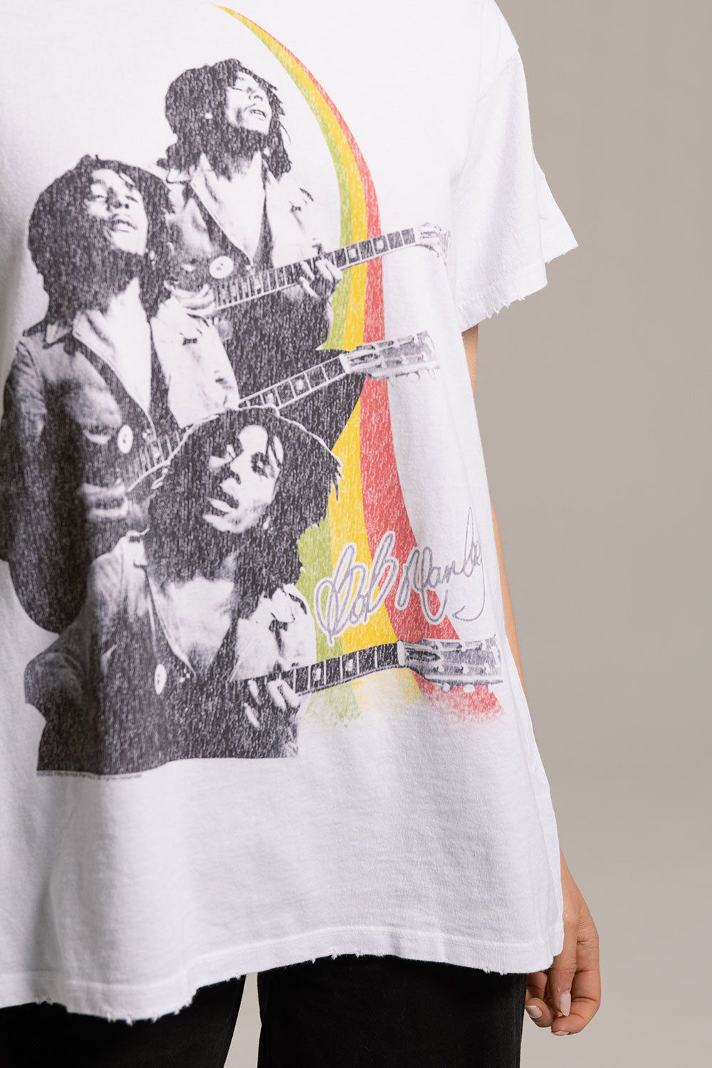 Bob Marley - "Rainbow" Distressed Crew Neck sold by Chaser product image thumbnail 3