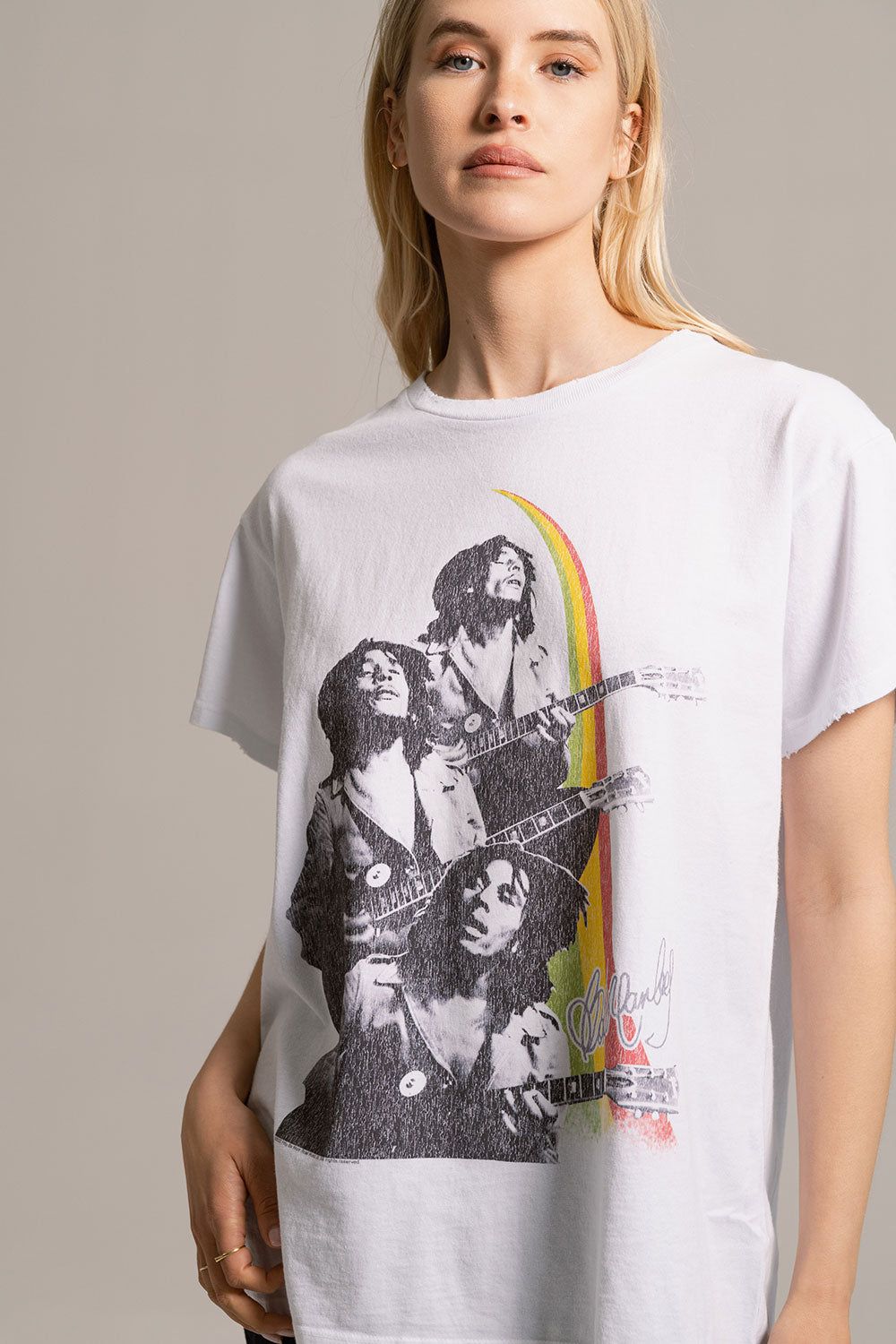 Bob Marley - "Rainbow" Distressed Crew Neck sold by Chaser product image thumbnail 2