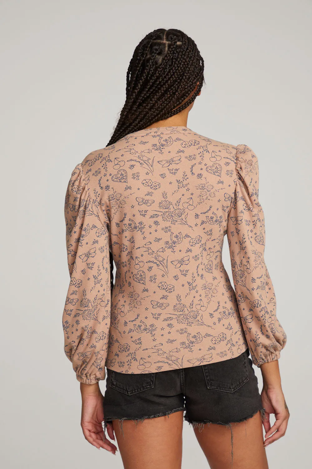 Ditsy Print Long Sleeve sold by Chaser product image thumbnail 3