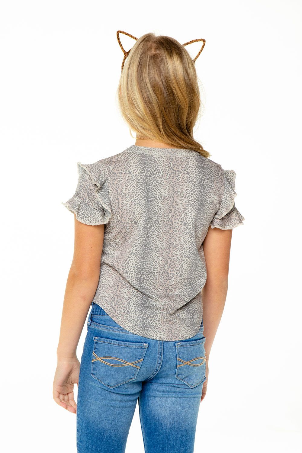 Girls Recycled Vintage Jersey Ruffle Short Sleeve Shirttail sold by Chaser product image thumbnail 2