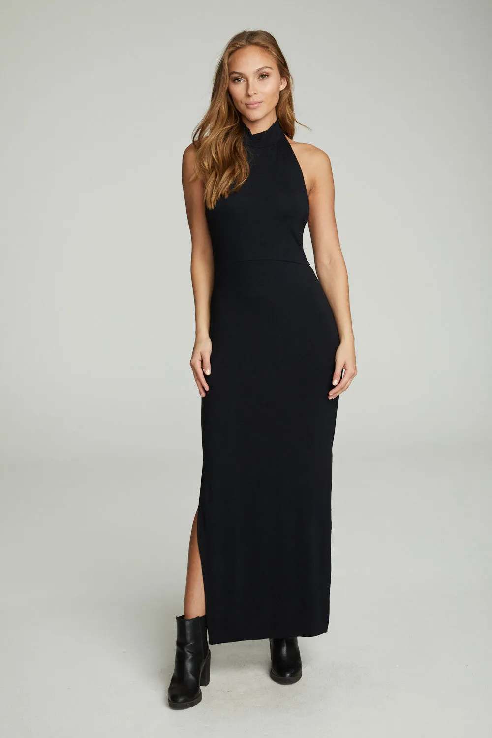 Mock Neck Open Back Maxi Dress With Side Slit sold by Chaser