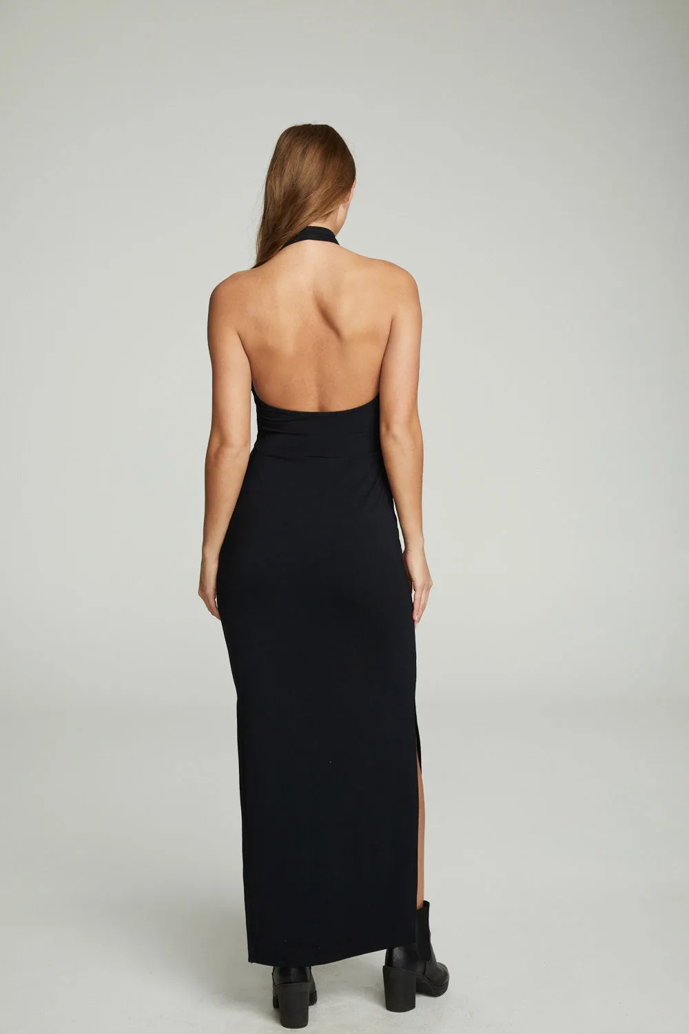 Mock Neck Open Back Maxi Dress With Side Slit sold by Chaser product image thumbnail 3