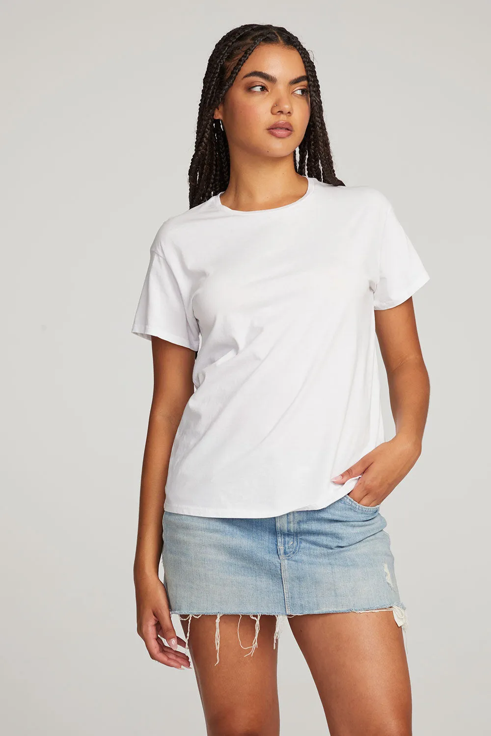 Everyday Essential White Crew Neck Tee sold by Chaser product image thumbnail 4