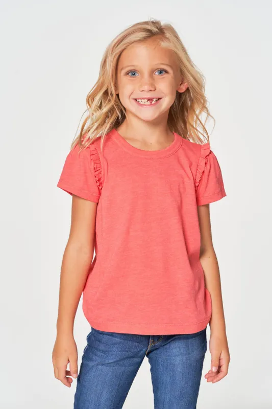 Girls rPET Vintage Jersey Ruffle Puff Sleeve Tee sold by Chaser