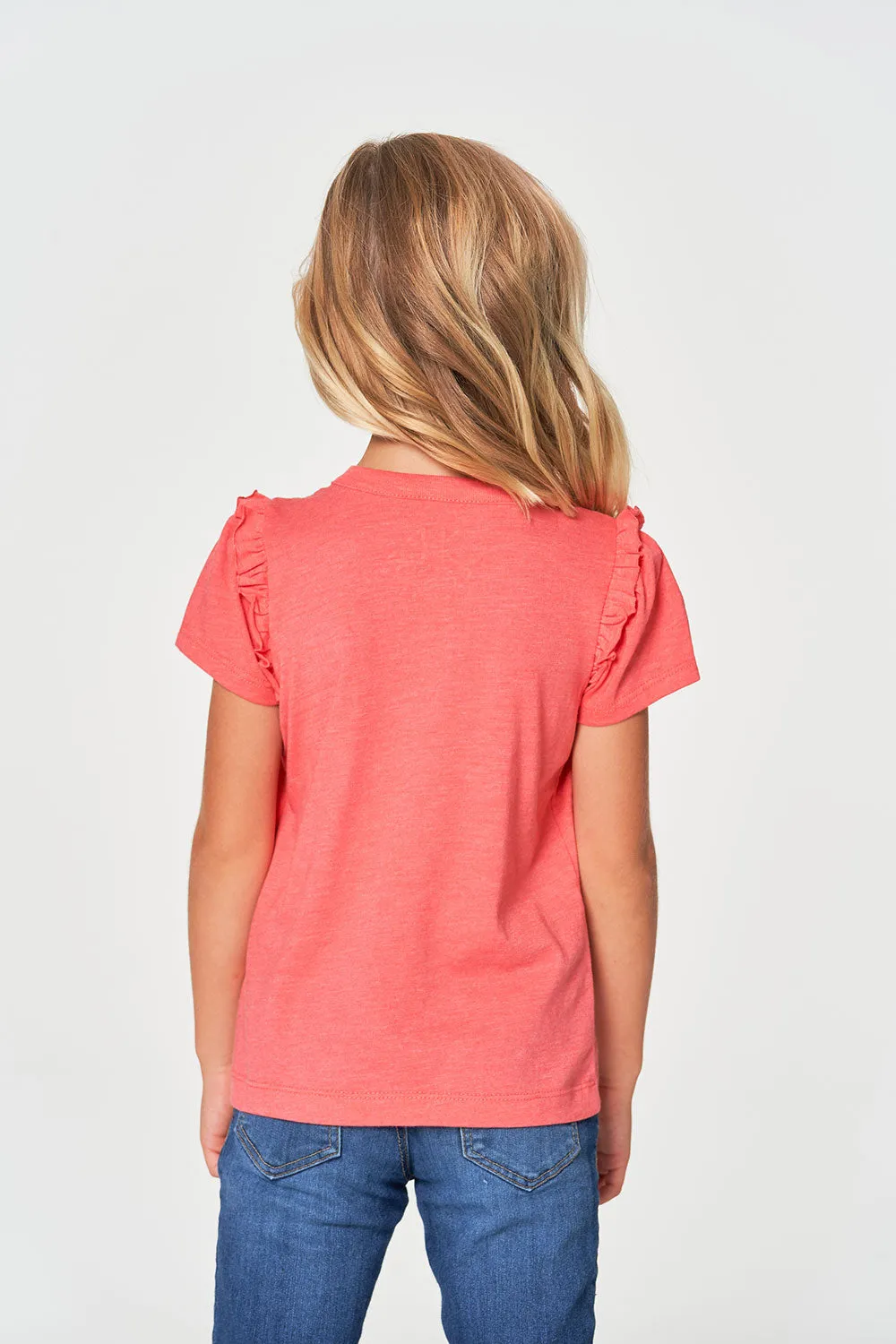 Girls rPET Vintage Jersey Ruffle Puff Sleeve Tee sold by Chaser product image thumbnail 4