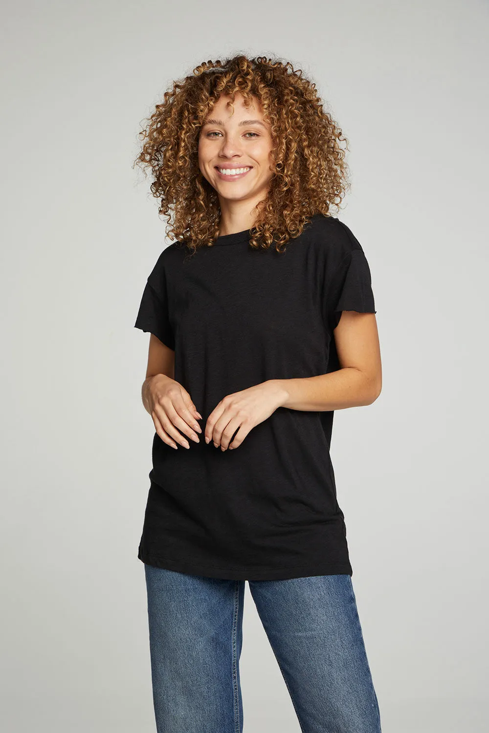 Cap Sleeve Crew Neck Tee sold by Chaser product image thumbnail 4