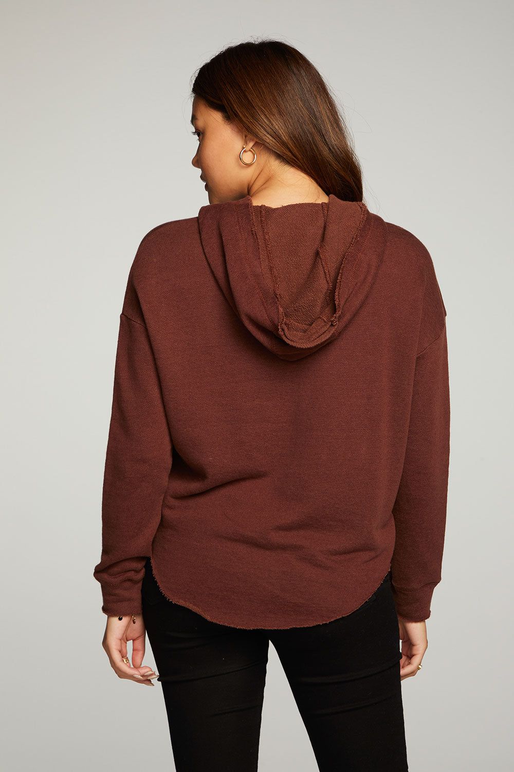 Linen French Terry Long Sleeve Shirttail Pullover Hoodie sold by Chaser product image thumbnail 3