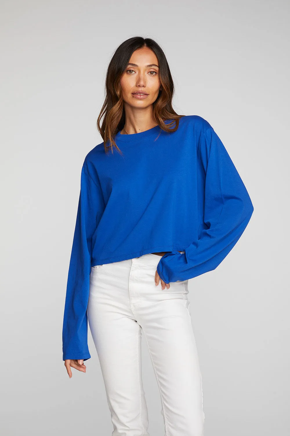 Cotton Jersey Cropped Long Sleeve Tee sold by Chaser