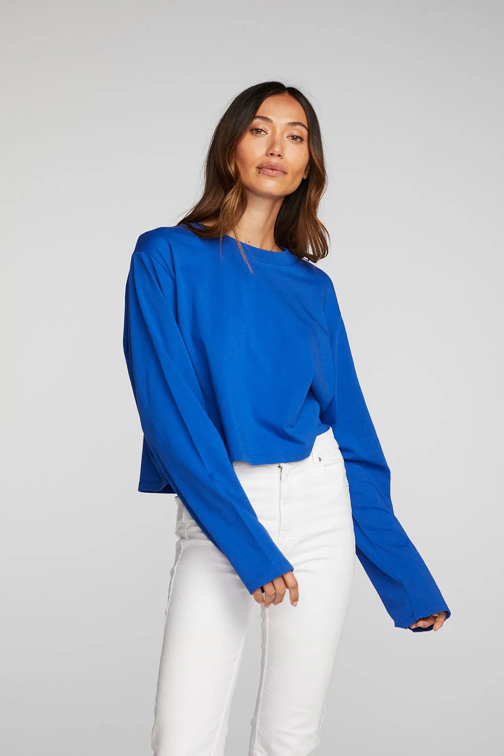 Cotton Jersey Cropped Long Sleeve Tee sold by Chaser product image thumbnail 4