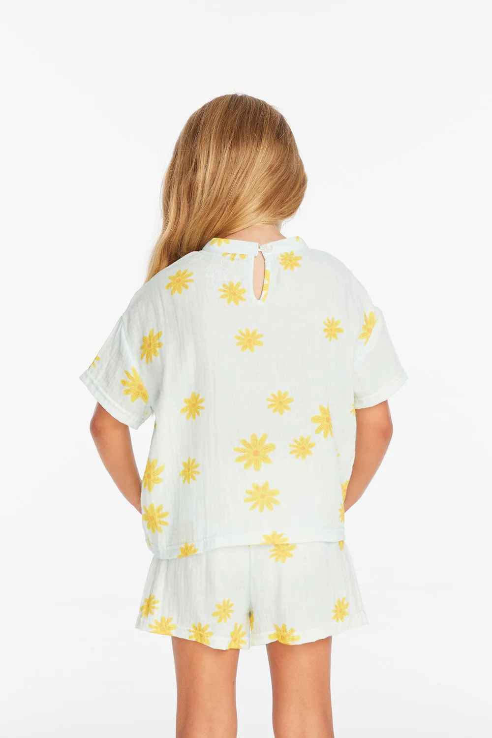 Devin Powder Blue Daisy Girls Tee sold by Chaser product image thumbnail 4