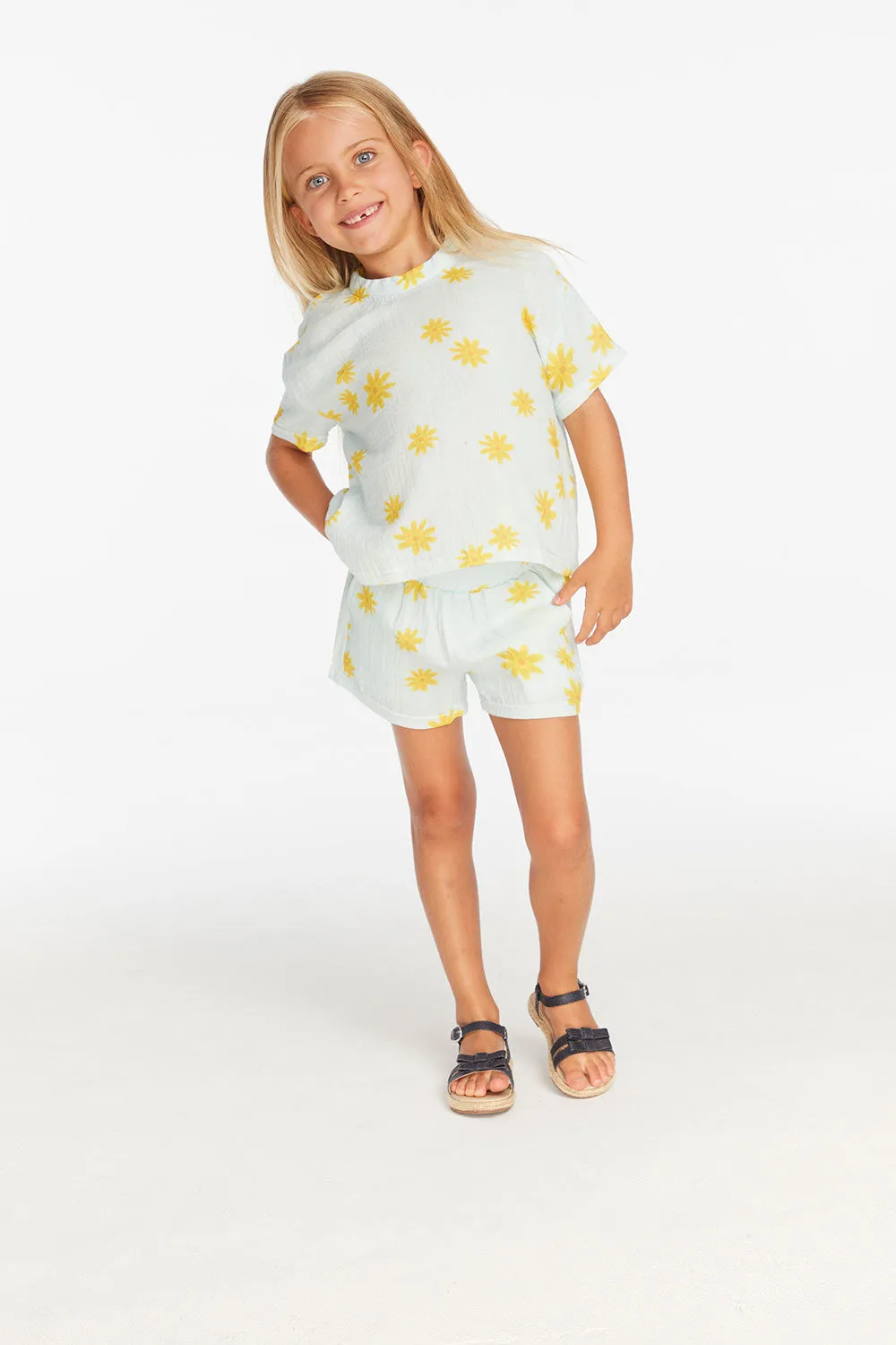 Devin Powder Blue Daisy Girls Tee sold by Chaser product image thumbnail 5