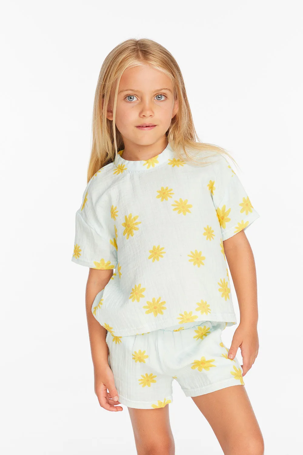 Devin Powder Blue Daisy Girls Tee sold by Chaser product image thumbnail 2