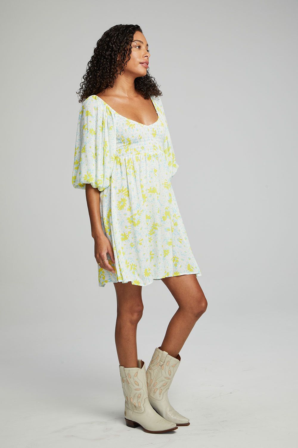 Dolce Mini Dress - Baby Blue Daisy Floral sold by Chaser product image thumbnail 4