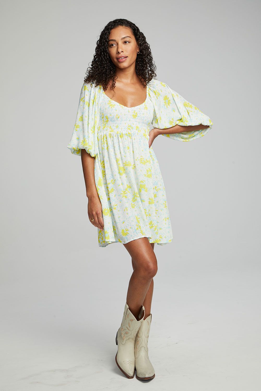 Dolce Mini Dress - Baby Blue Daisy Floral sold by Chaser product image thumbnail 2