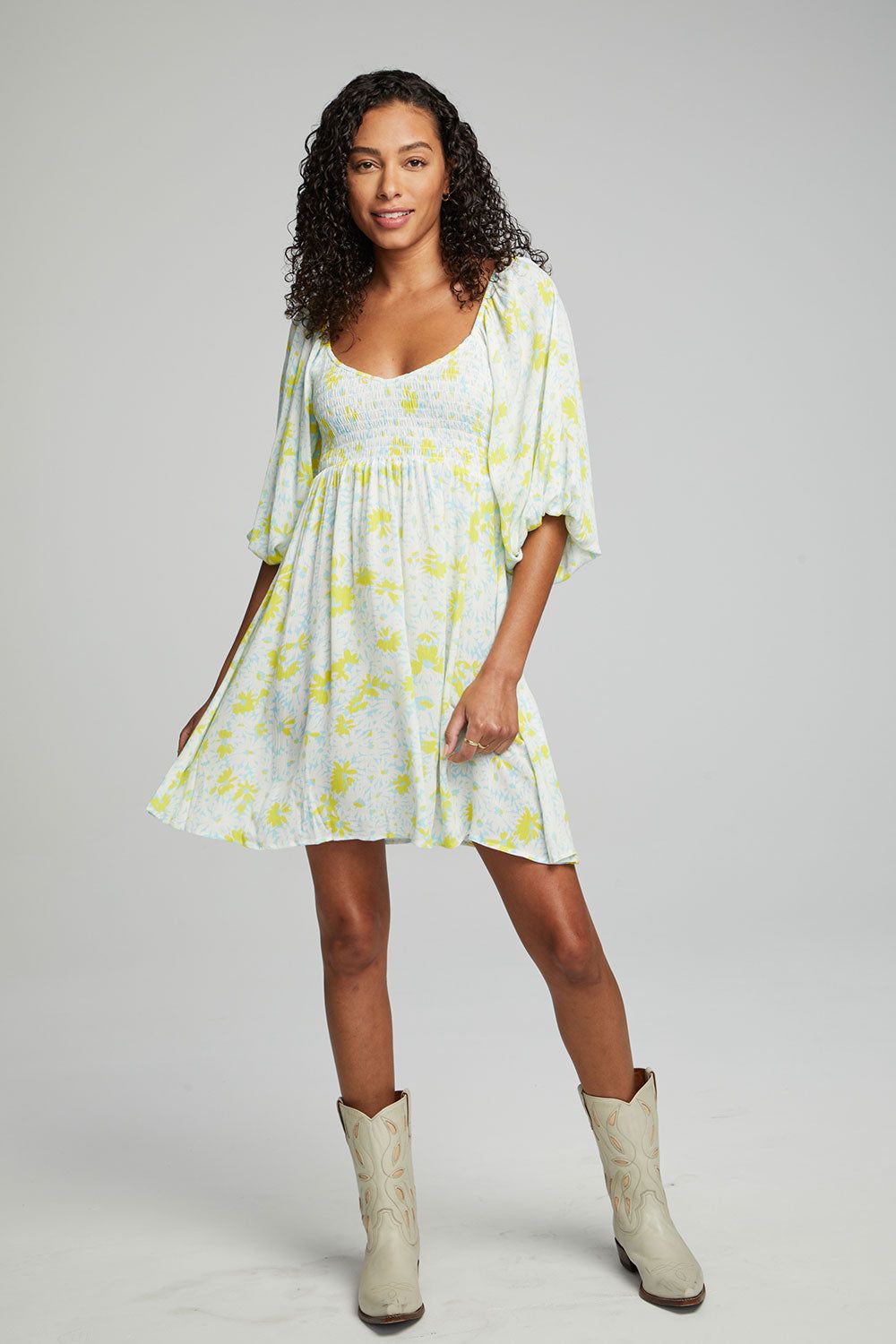 Dolce Mini Dress - Baby Blue Daisy Floral sold by Chaser product image thumbnail 3