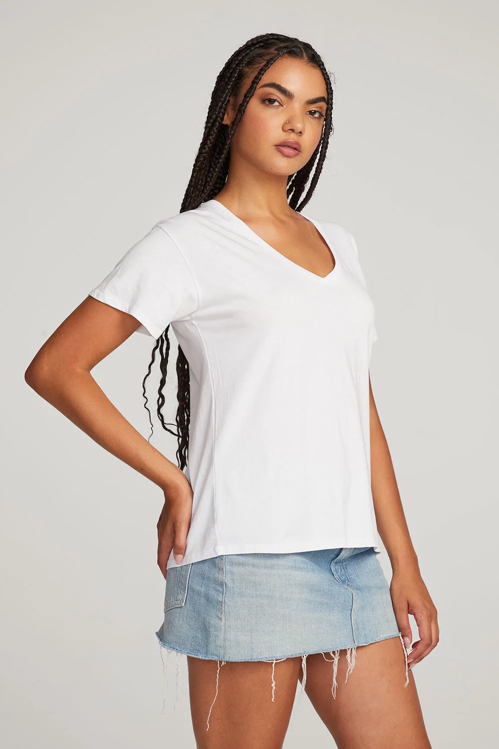 Everyday Essential White V-neck Tee sold by Chaser product image thumbnail 2
