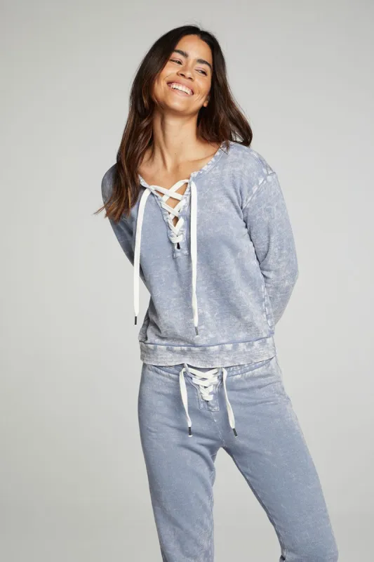 Lace Up Long Sleeve Pullover sold by Chaser
