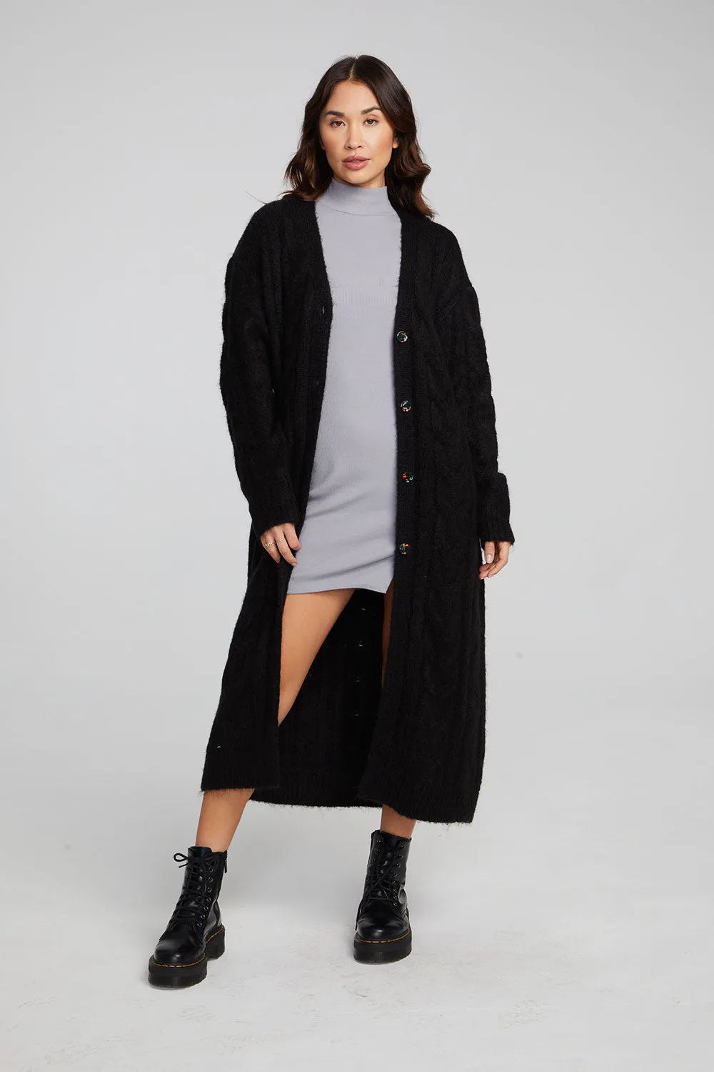 Bridge Black Onyx Long Cardigan sold by Chaser
