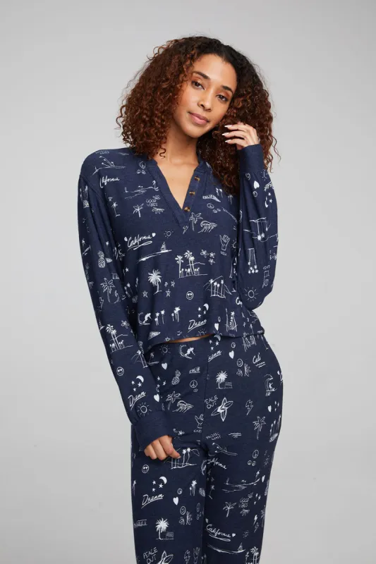 Cali All Over Icons Henley Top sold by Chaser