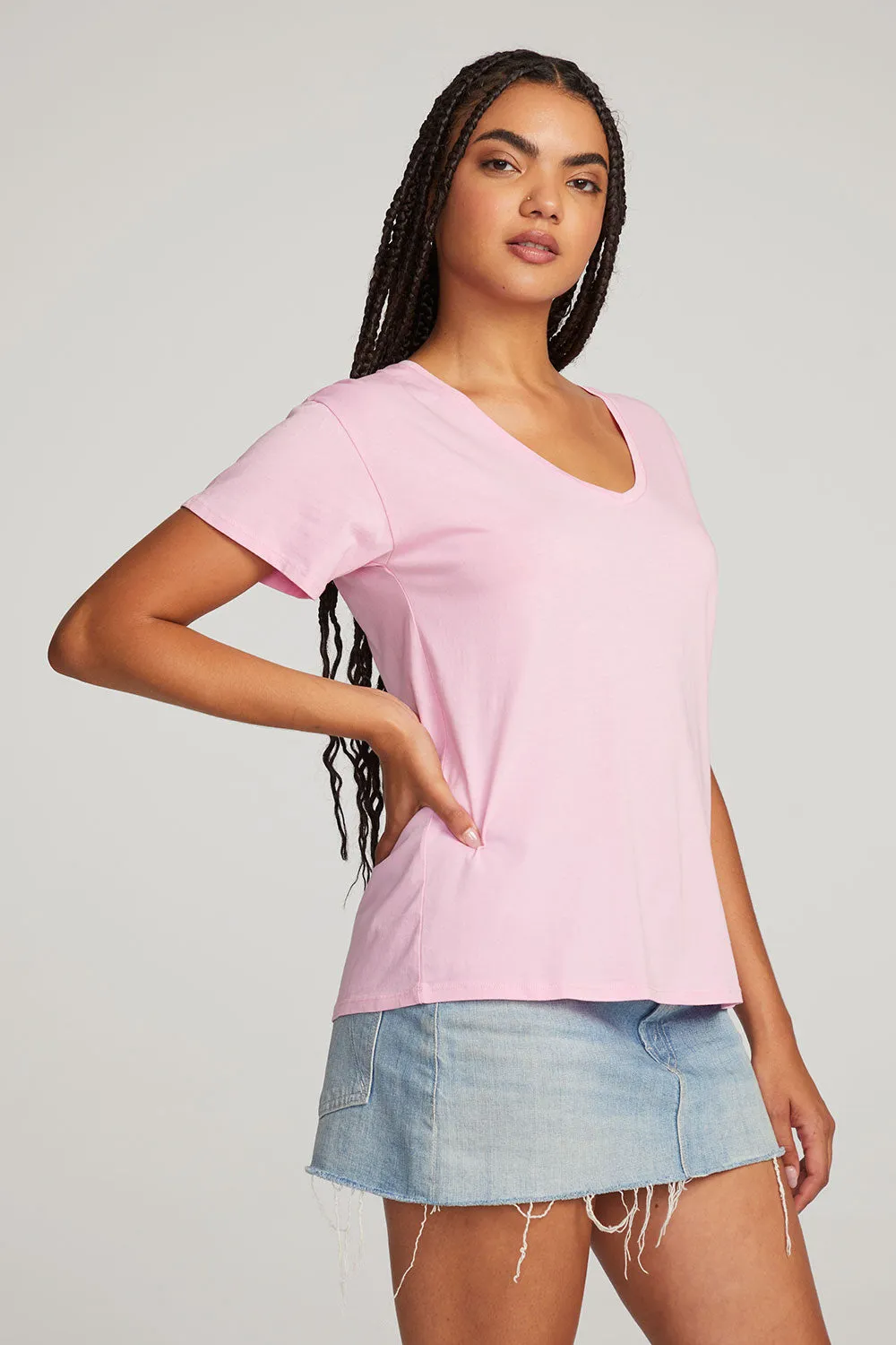 Everyday Essential Pastel Lavender V-neck Tee sold by Chaser product image thumbnail 2